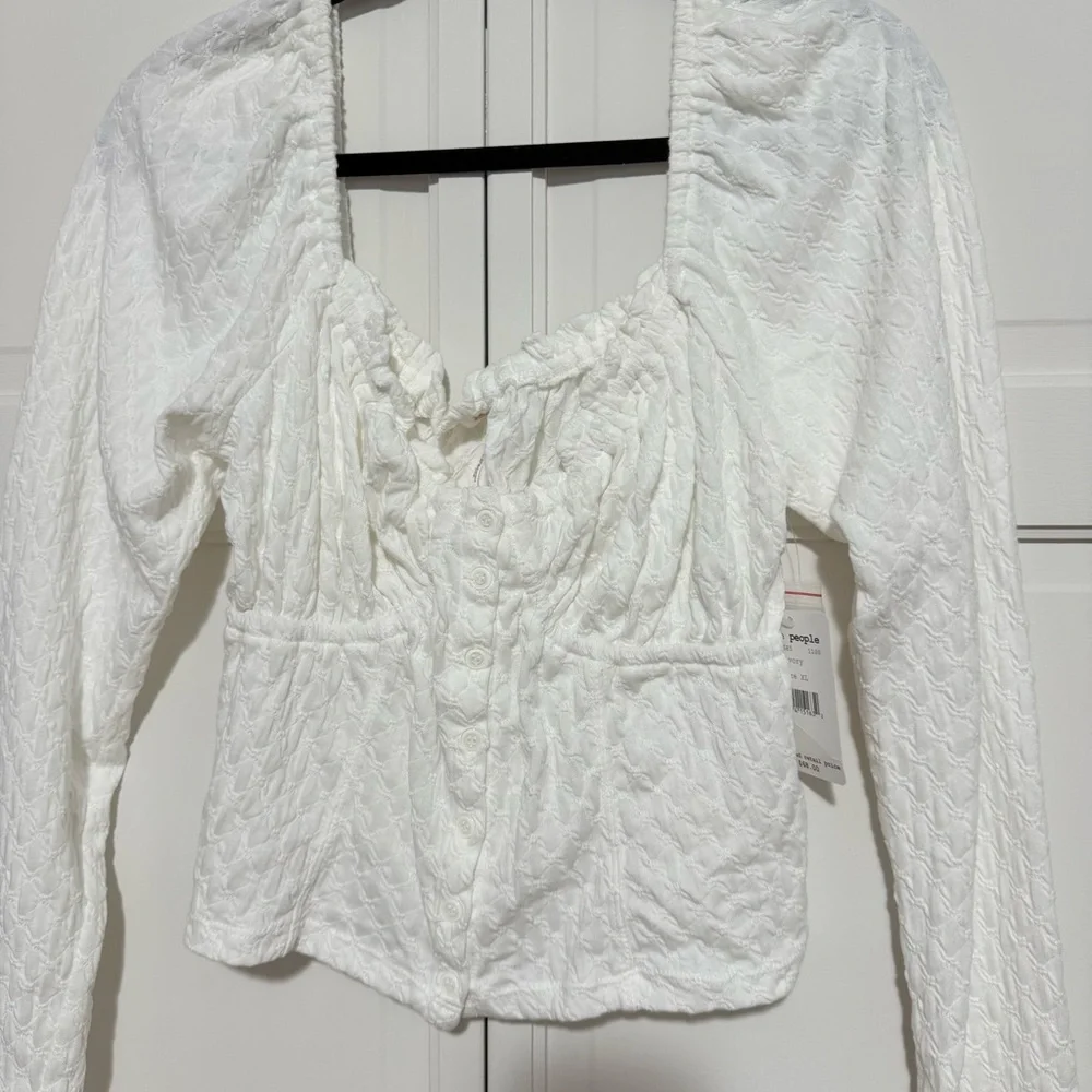 NWT Free People Ladybug long sleeve top in ivory size XL